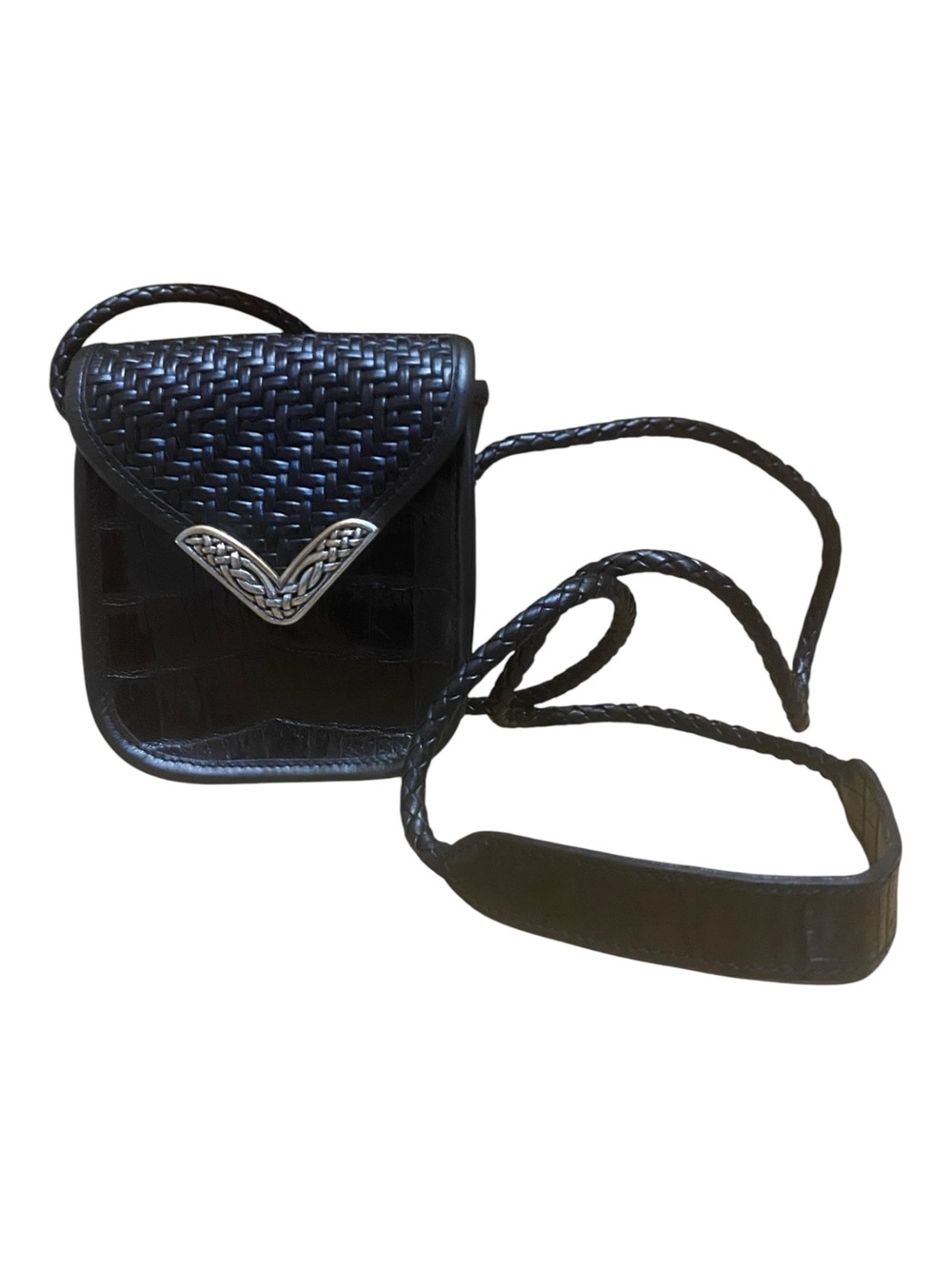 Brighton Black Woven Crossbody Purse Magnetic Closure Boho western Style Y2k